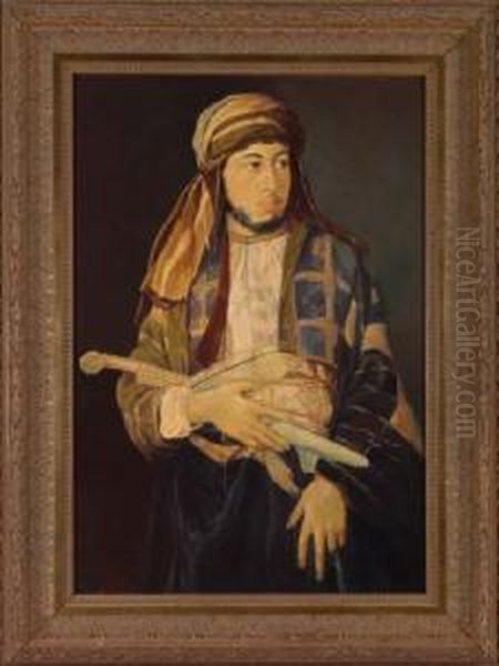 Self-portrait Inoriental Attire Oil Painting by Moritz, Maurycy Gottlieb