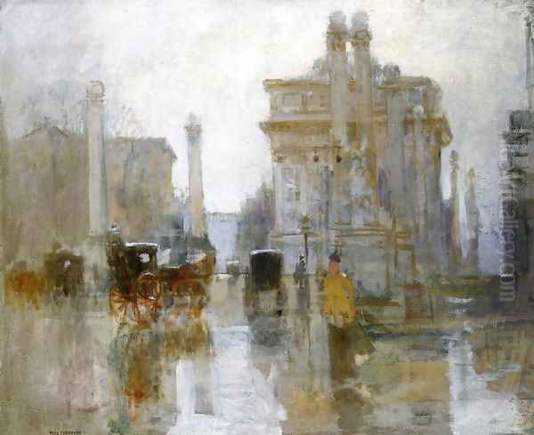 After the Rain, the Dewey Arch, Madison Square Park Oil Painting by Paul Cornoyer