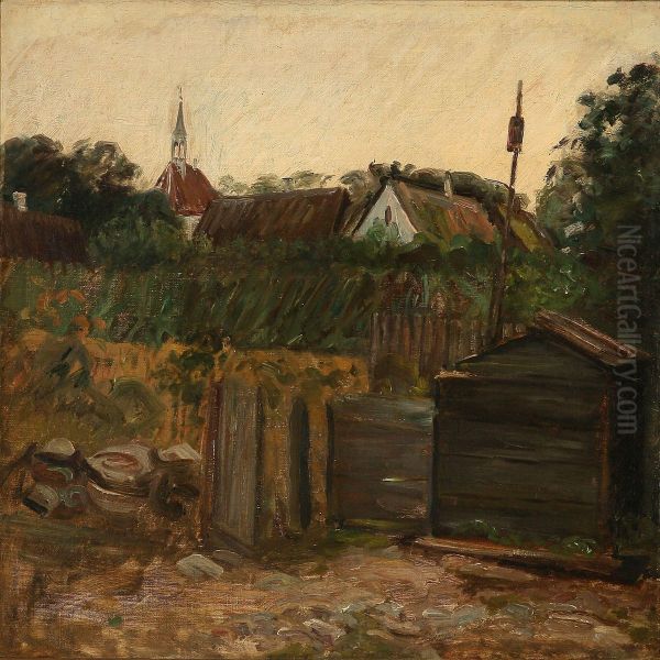 View Of The Danish Fishing Village Hornbaek Oil Painting by Albert Gottschalk