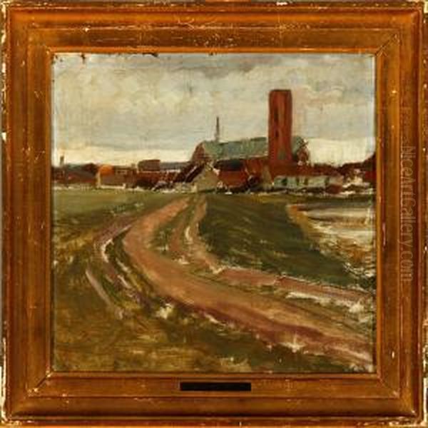 A Danish Landscape From Ribe Town Oil Painting by Albert Gottschalk