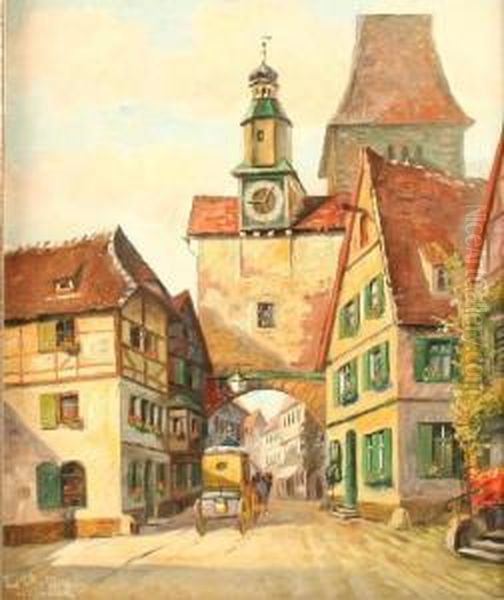 Rothenburg Ob Der Tauber Oil Painting by Paul Gotz-Racknitz