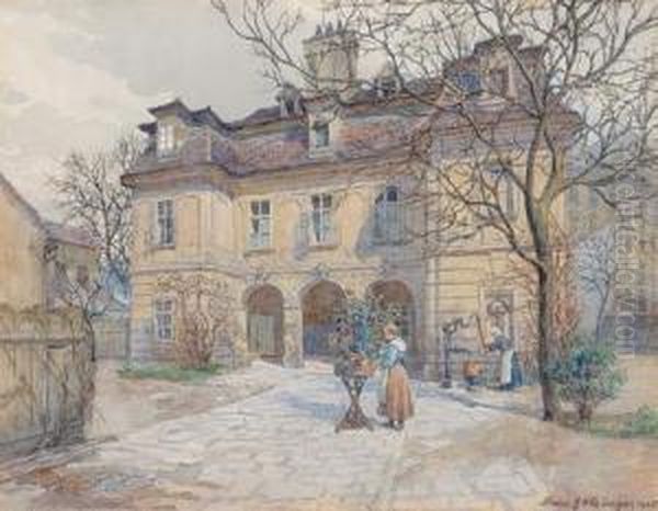 Das Alte Theresienschlossl In Der Pramergasse Oil Painting by Hans Gotzinger