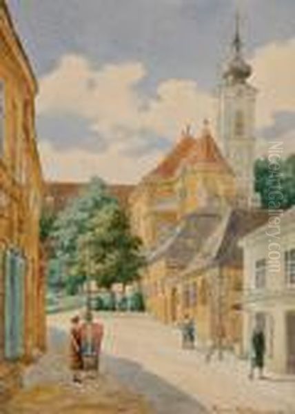 Il Quartiere Di Ober St. Veit A Vienna Oil Painting by Hans Gotzinger