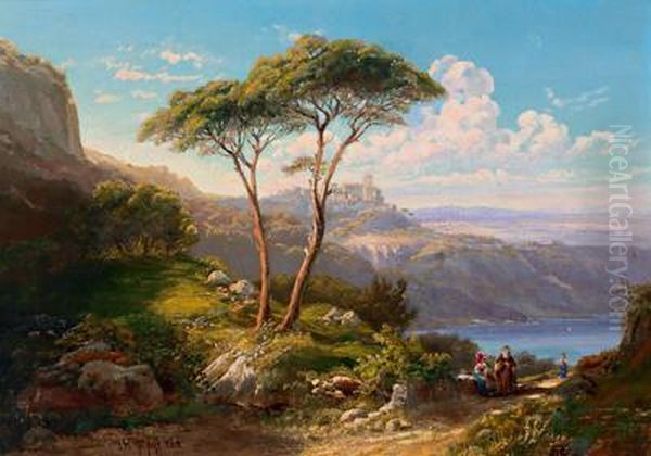 Veduta Di Castel Gandolfo Oil Painting by Carl Wilhelm Goetzloff