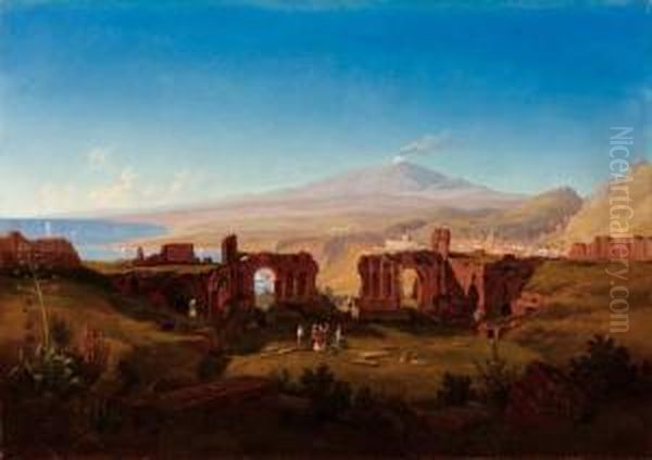 Veduta Di Taormina Oil Painting by Carl Wilhelm Goetzloff