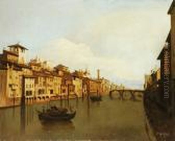 Veduta Dell'arno Oil Painting by Carl Wilhelm Goetzloff