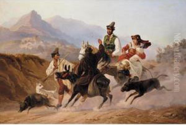 On The Road To Sorento Oil Painting by Carl Wilhelm Goetzloff