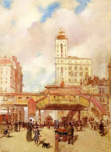 The Third Avenue El Oil Painting by Paul Cornoyer