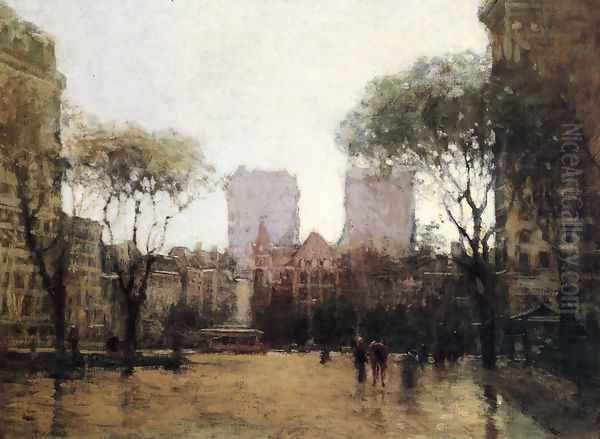 The Plaza at 59th Street Oil Painting by Paul Cornoyer