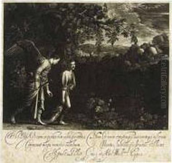 Tobias With The Angel Dragging The Fish (holl.2) Oil Painting by Hendrick Goudt