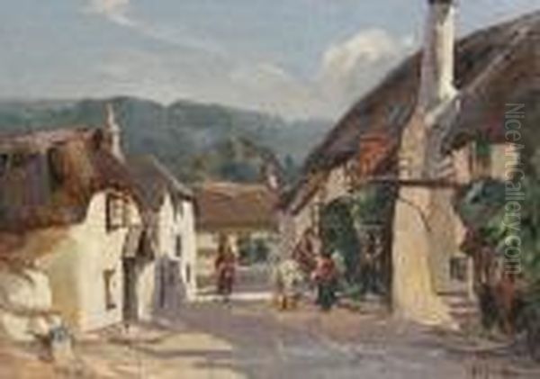 The Ship Inn, Porlock, Exmoor Oil Painting by Alexander Carruthers Gould