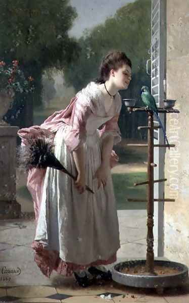 Feathered Friends, 1868 Oil Painting by Joseph Caraud