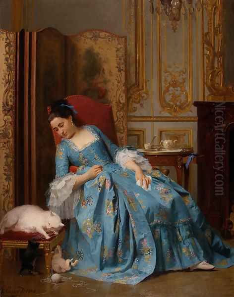 The Ball of Yarn Oil Painting by Joseph Caraud