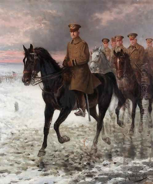 General John J. Pershing (1860-1948) Oil Painting by Jan van Chelminski