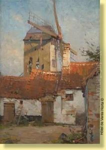 Moulin Pres De La Ferme Oil Painting by Jean-Leon Gouweloos