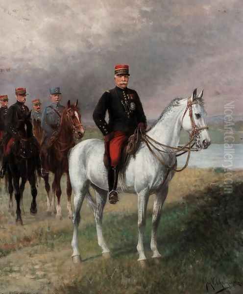 Marshal Joseph Joffre (1852-1931) Oil Painting by Jan van Chelminski