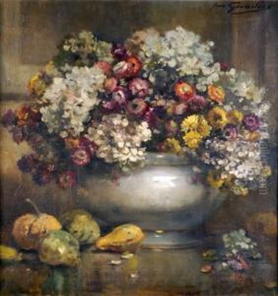 [nature Morte Aux Fleurs] Oil Painting by Jean-Leon Gouweloos