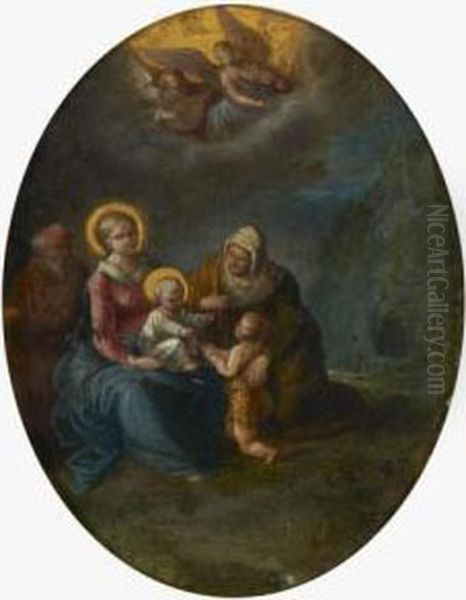 La Sainte Famille Avec Sainte Elisabeth Et Saintjean-baptiste Oil Painting by Abraham Govaerts