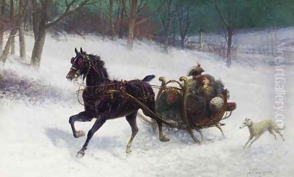 Sledge Ride Oil Painting by Jan van Chelminski