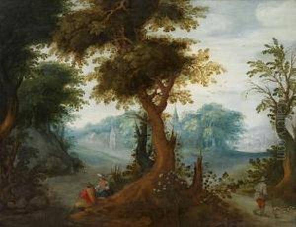 Waldlandschaft Mitfigurenstaffage Oil Painting by Abraham Govaerts