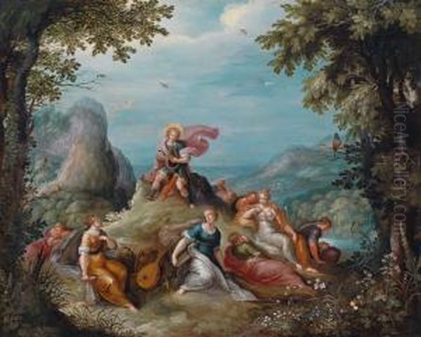 Frans Francken Il Giovane Apollo E Le Muse Sul Parnaso Oil Painting by Abraham Govaerts