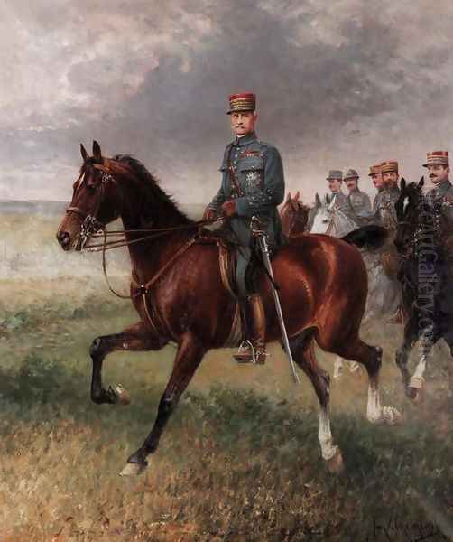 Marshal Ferdinand Foch, OM, GCB, (1851-1929) Oil Painting by Jan van Chelminski