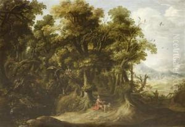 Forest Landscape With John The Baptist Oil Painting by Abraham Govaerts