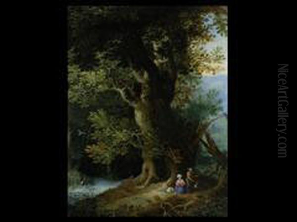 Waldlandschaft Mit Ruhe Auf Der Flucht Oil Painting by Abraham Govaerts