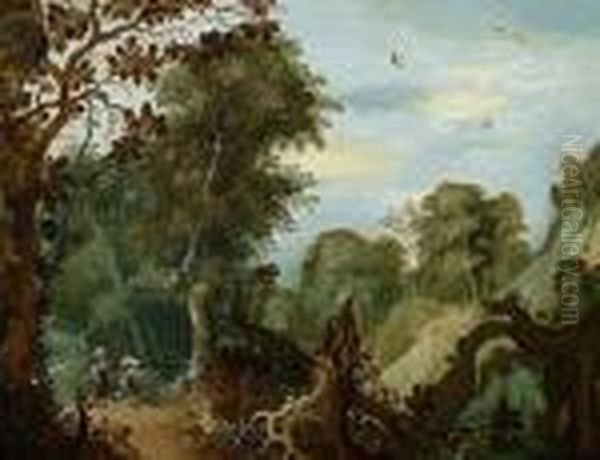 Belebte Landschaft. Oil Painting by Abraham Govaerts