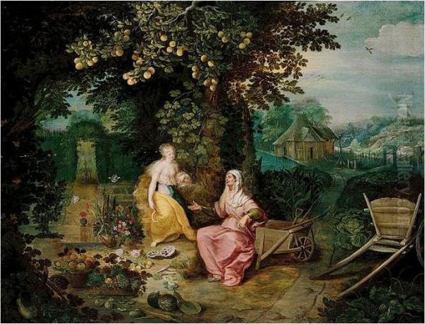 Vertumnus And Pomona Oil Painting by Abraham Govaerts