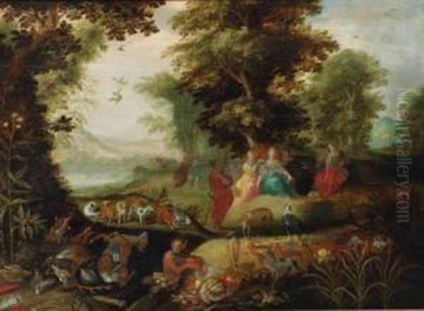 Diana And Her Nymphs Resting After The Chase Oil Painting by Abraham Govaerts