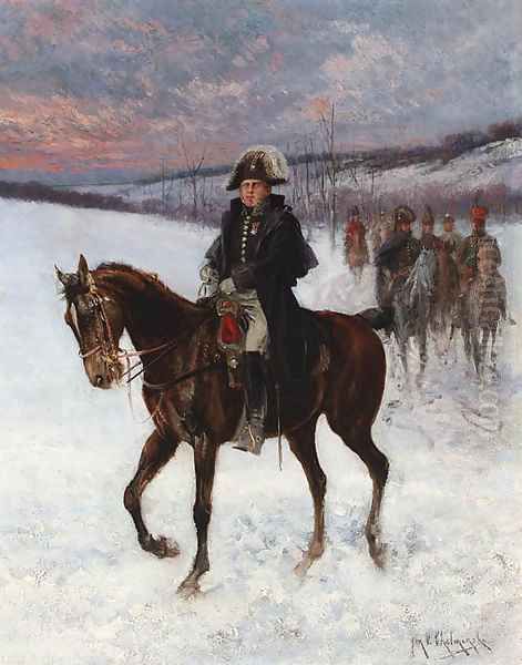 Marshal Ney on horseback; Campaign in Russia Oil Painting by Jan van Chelminski