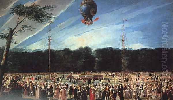 Balloon Ascent at Aranjuez, 1784 Oil Painting by Antonio Carnicero Y Mancio