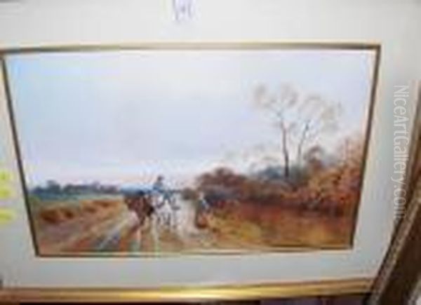 A Chat By The Way, And Late Autumn, And Inscribed Oil Painting by James Walter Gozzard