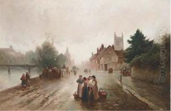 A Misty Morning Oil Painting by James Walter Gozzard