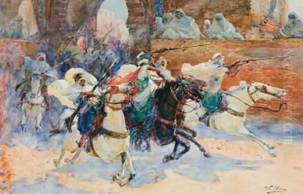 Caballos Oil Painting by Ulpiano Checa y Sanz