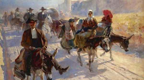 Procession (Romeria) Oil Painting by Ulpiano Checa y Sanz