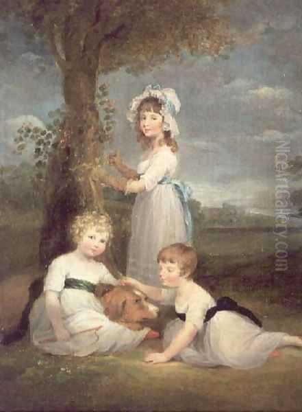 The Earl of Lincoln, Lady Anna Maria and Lady Charlotte Pelham Clinton, the Children of the 4th Duke of Newcastle Oil Painting by William Collins