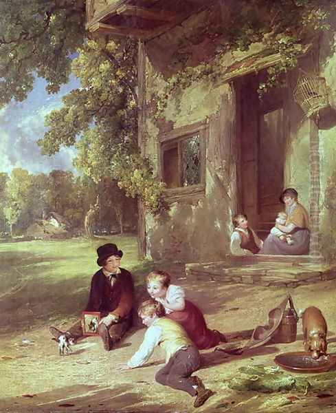 The Kitten Deceived, 1816 Oil Painting by William Collins