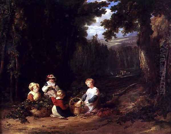 Young Children Picking Hops, c.1835 Oil Painting by William Collins