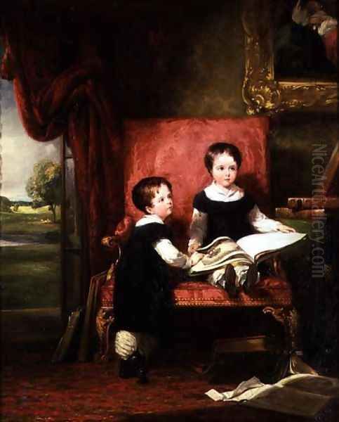 Lord Charles and Lord Thomas Pelham Clinton Oil Painting by William Collins