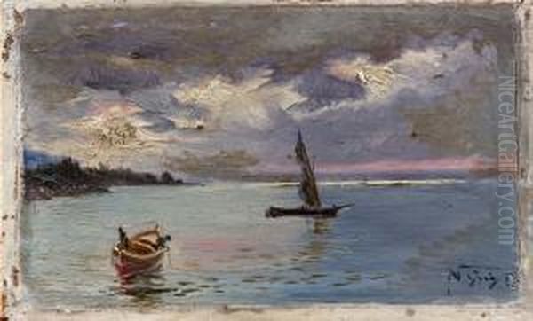 Marina Con Barche by Napoleone Luigi Grady