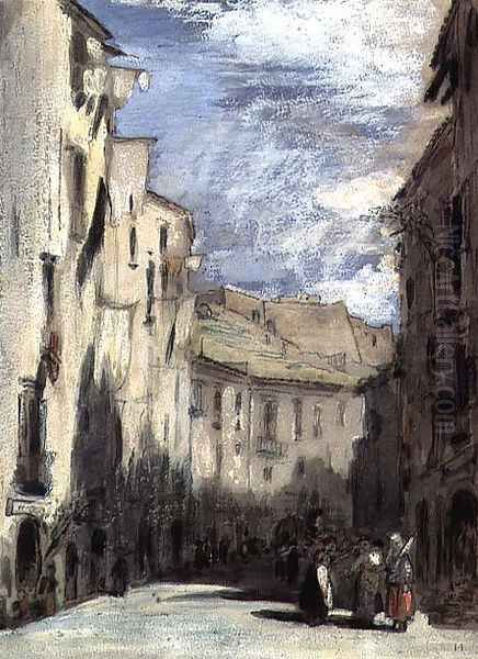 Street in Naples Oil Painting by William Collins