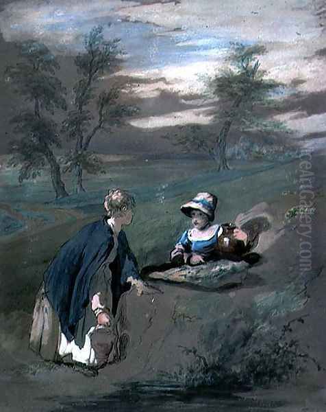 Kentish Peasant Girls Oil Painting by William Collins