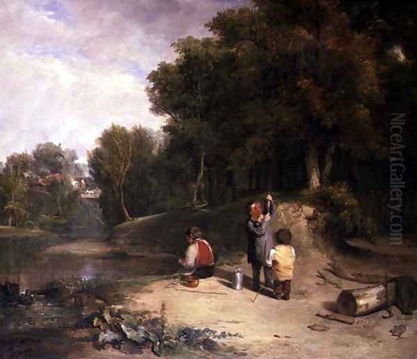 The Minnow Catchers Oil Painting by William Collins