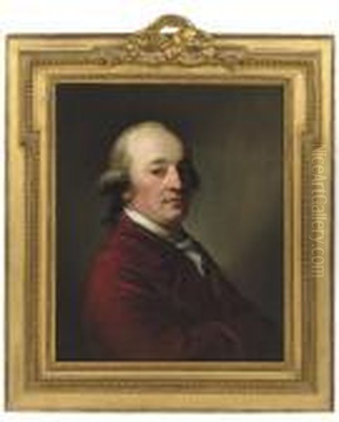 Portrait Of A Gentleman, Bust-length, In A Red Coat Oil Painting by Anton Graff