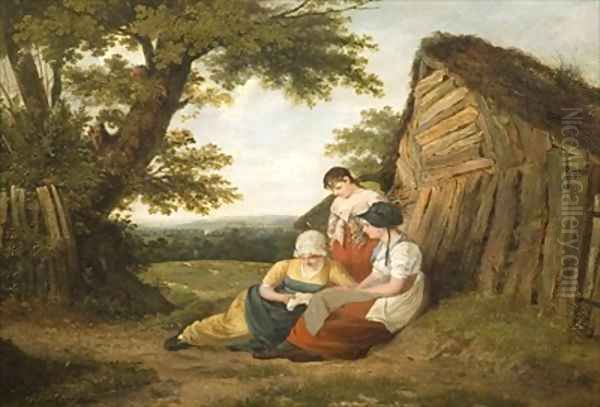 Landscape with Three Figures Oil Painting by William Collins