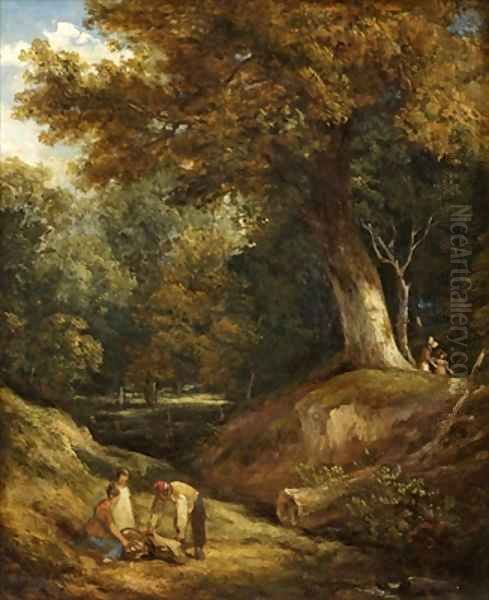 A Woodland Glade with Figures Oil Painting by William Collins