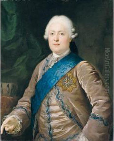 Portrait Of Friedrich August I 
(1750-1827), Elector And Later King Of Saxony, Half Length, Wearing A 
Mauve Jacket And Waistcoat And The Badge Of The Order Of The White Eagle Oil Painting by Anton Graff