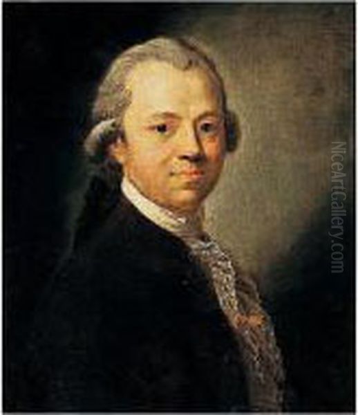 Portrait Of Christoph Friedrich Nicolai, Bust Length Oil Painting by Anton Graff